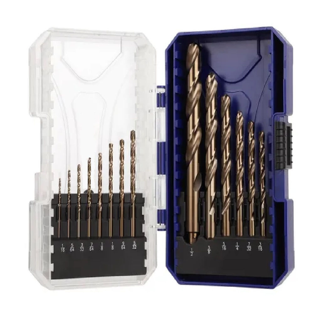 JUEGO MECHAS / BROCA P/METAL DE COBALTO 15 PZS 1/16" A 1/2" REF: 316015 / 21079 / 063625 MARCA IRWIN