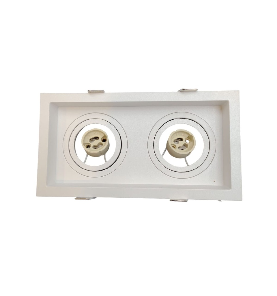 LAMPARA SPOT CUADRADO PVC 190 X 106 X 37,5 MM P/ GU10 COLOR BLANCO C/SOC REF. LUM-1584 MARCA LUMIND