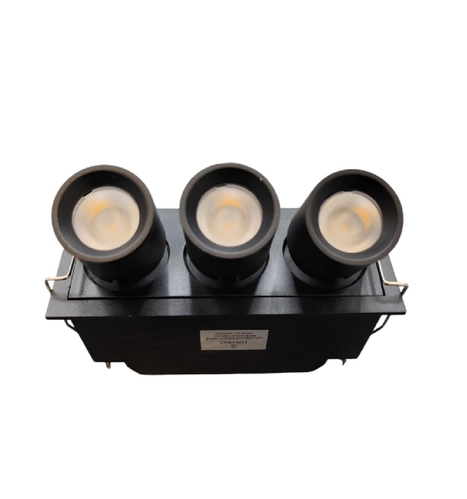 LAMPARA SPOT LINEAL TRIPLE CUT OUT MULTISPOT 6W 100-240V 3000K 10,8 X 4 CM NEGRO MATE LUM-903 LUMIND
