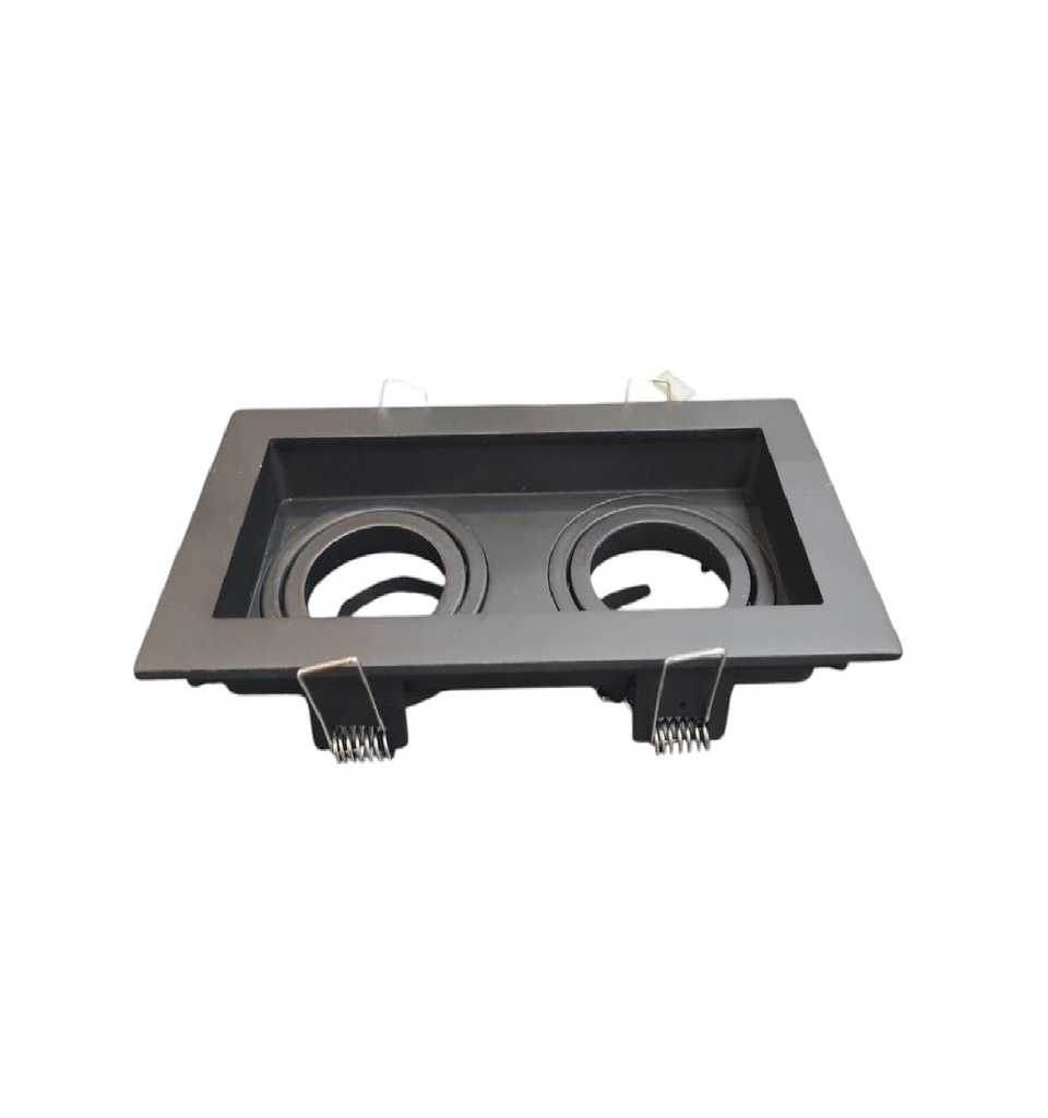 LAMPARA SPOT MARCO CUADRADO DOBLE EMPOTRABLE SIN SOCATE GU10 COLOR NEGRO REF.HEZA-185NEGRO LUXOLAR