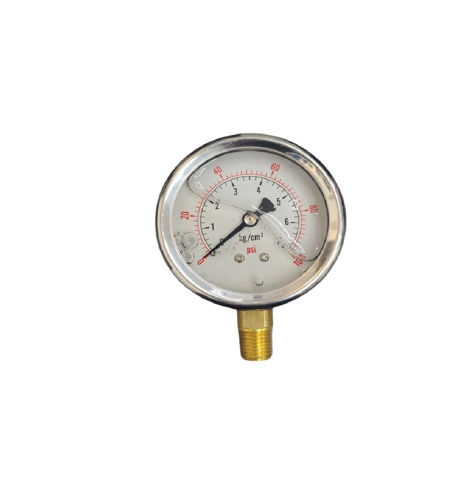 MANOMETRO DE GLICERINA 2 1/2" DE 0 - 100 PSI / 0 - 7 KG/CM2 CONECTOR 12MM REF. 202112 MARCA NUSAC