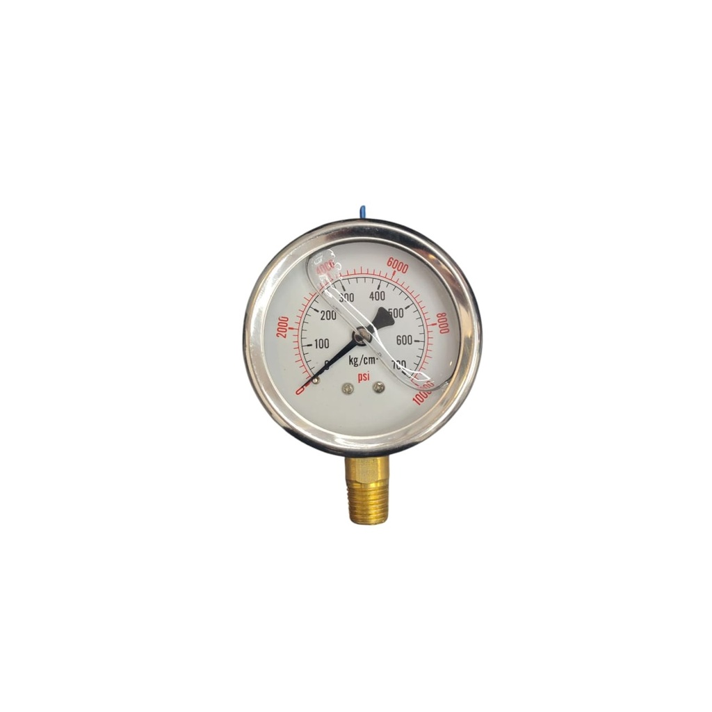 MANOMETRO DE GLICERINA 2 1/2" DE 0 - 10000 PSI / 0 -700 KG/CM2 CONECTOR 12MM REF. 202152 MARCA NUSAC