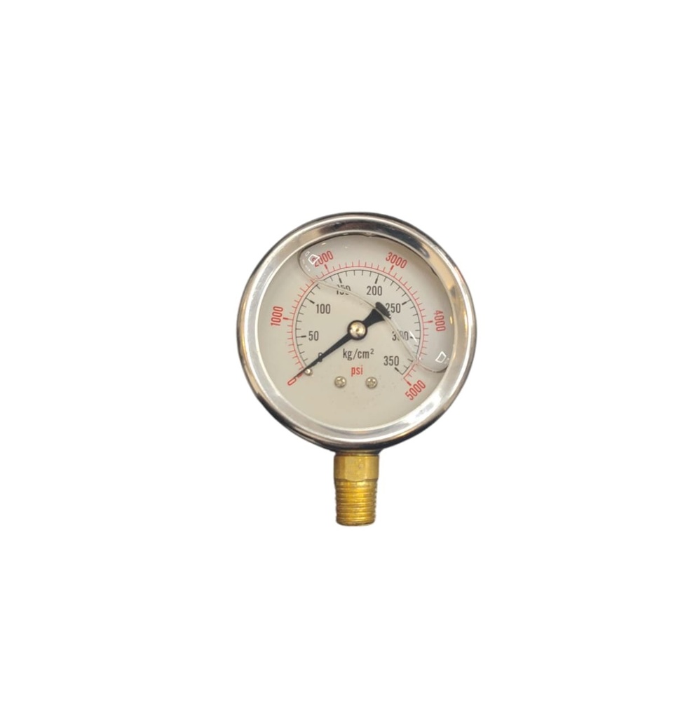 MANOMETRO DE GLICERINA 2 1/2" DE 0 - 5000 PSI / 0 - 350 KG/CM2 CONECTOR 12MM REF. 202144 MARCA NUSAC