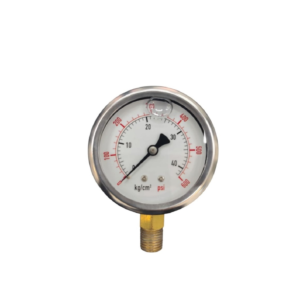 MANOMETRO DE GLICERINA 2 1/2" DE 0 - 600 PSI / 0 - 42 KG/CM2 CONECTOR 12MM REF. 202132 MARCA NUSAC