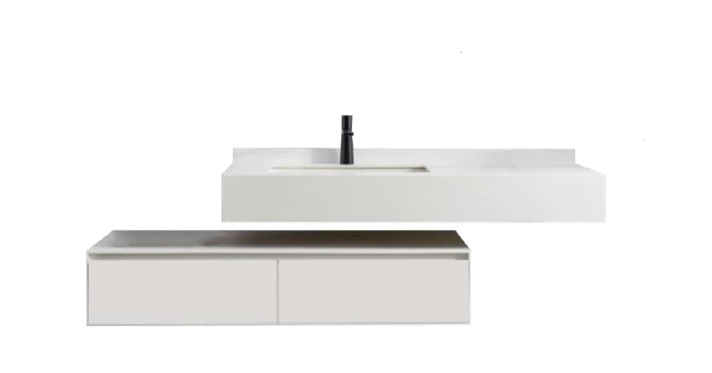 MUEBLE PARA BAÑO EN PVC 120 CM X 55 CM X 28 CM COLOR BLANCO MATE CON ESPEJO + LAV REF. MUE-52 UNIQUE