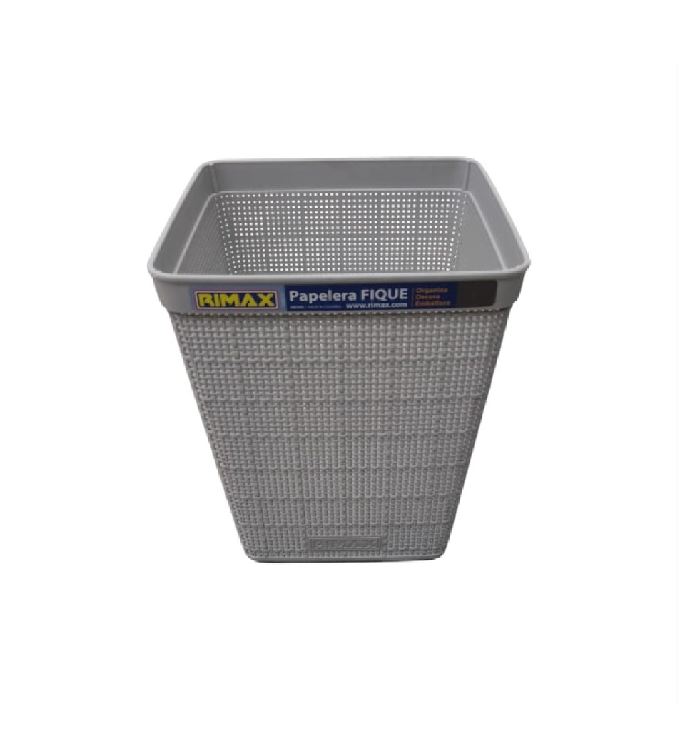 PAPELERA PLASTICA CUADRADA 6 LTS COLOR GRIS HIELO REF. 12973-XP COD. 129731 MARCA RIMAX