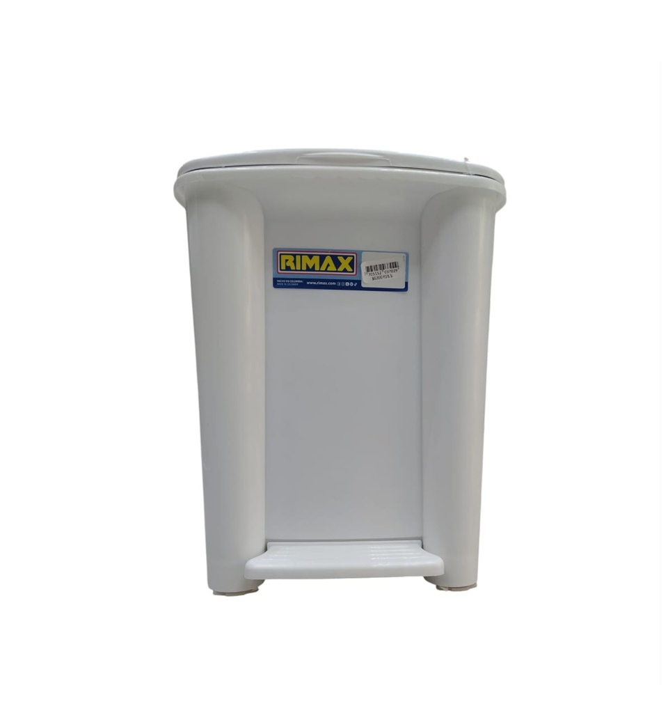 PAPELERA RECTANGULAR 8 LTS PLASTICO COLOR BLANCO CON PEDAL REF. 3702-XP COD- 037029 MARCA RIMAX