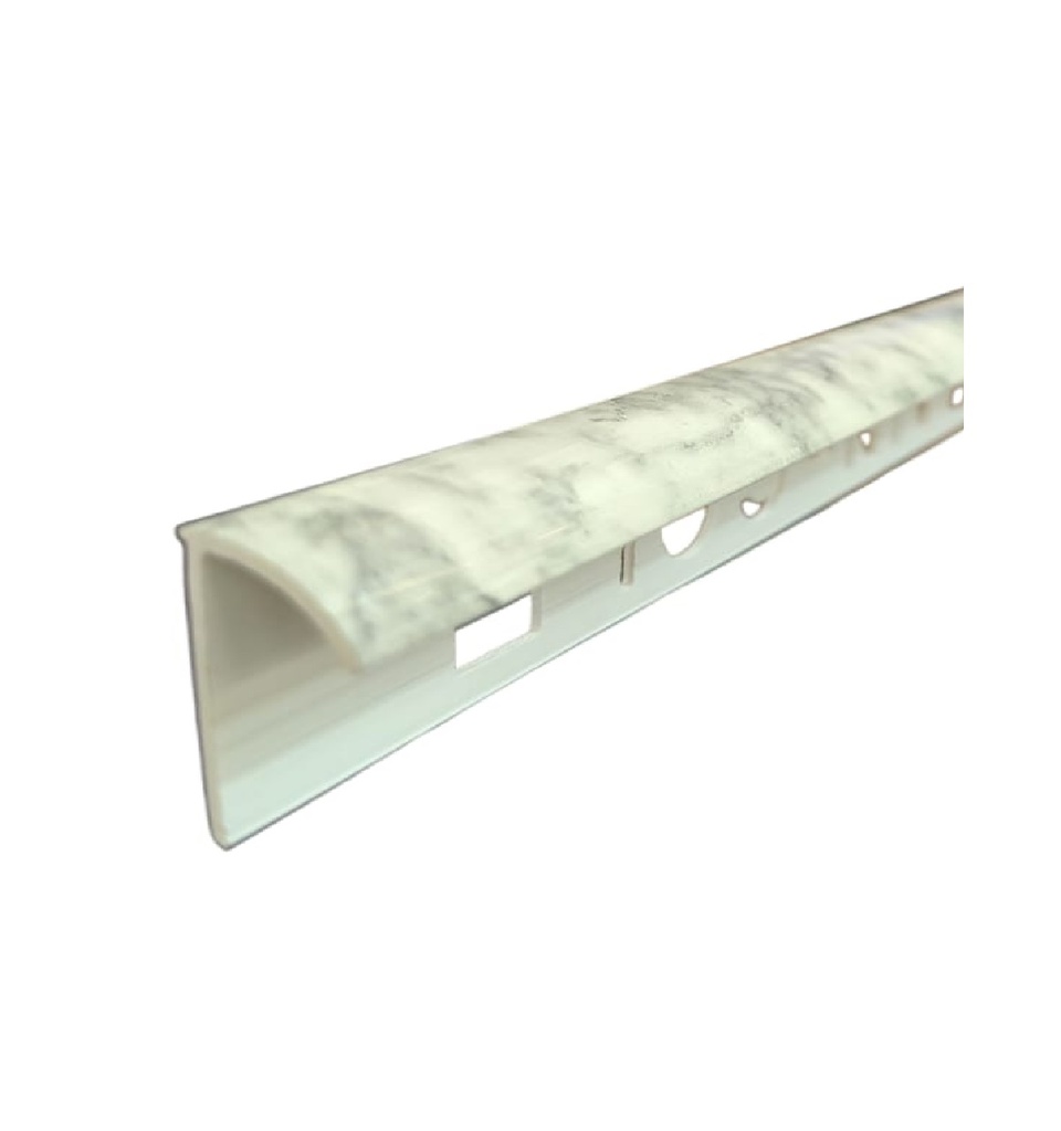 PERFIL / FLEJE DE PLASTICO MARMOLEADO 2.40 MT X 2.3CM COLOR GRIS BLANCO REF. CEL-0054 MARCA CELOSIAS