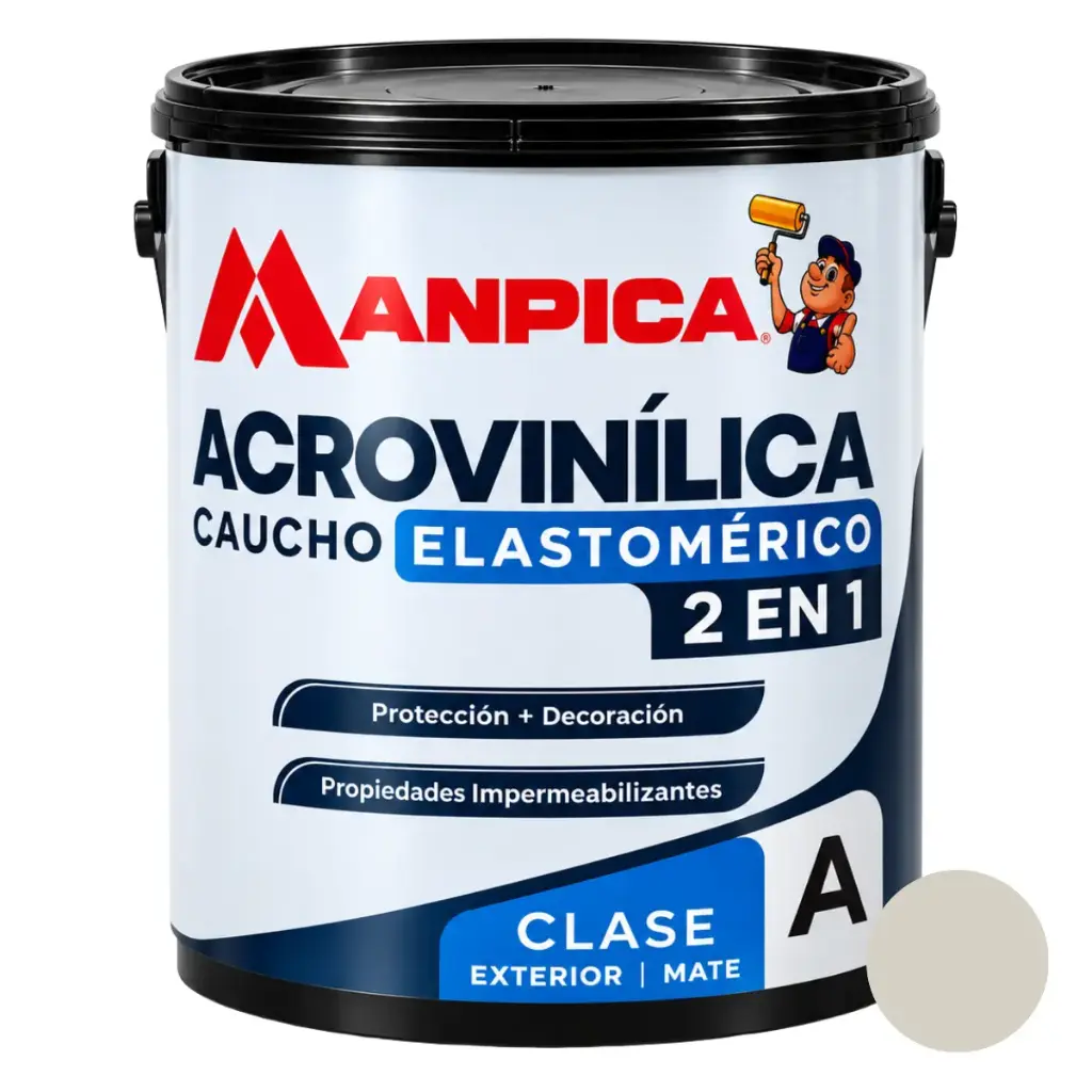 PINTURA DE CAUCHO ACROVINILICA ELASTOMERICA EXTERIOR 1 GL BLANCO OSTRA REF. CEA-107-10 MARCA MANPICA