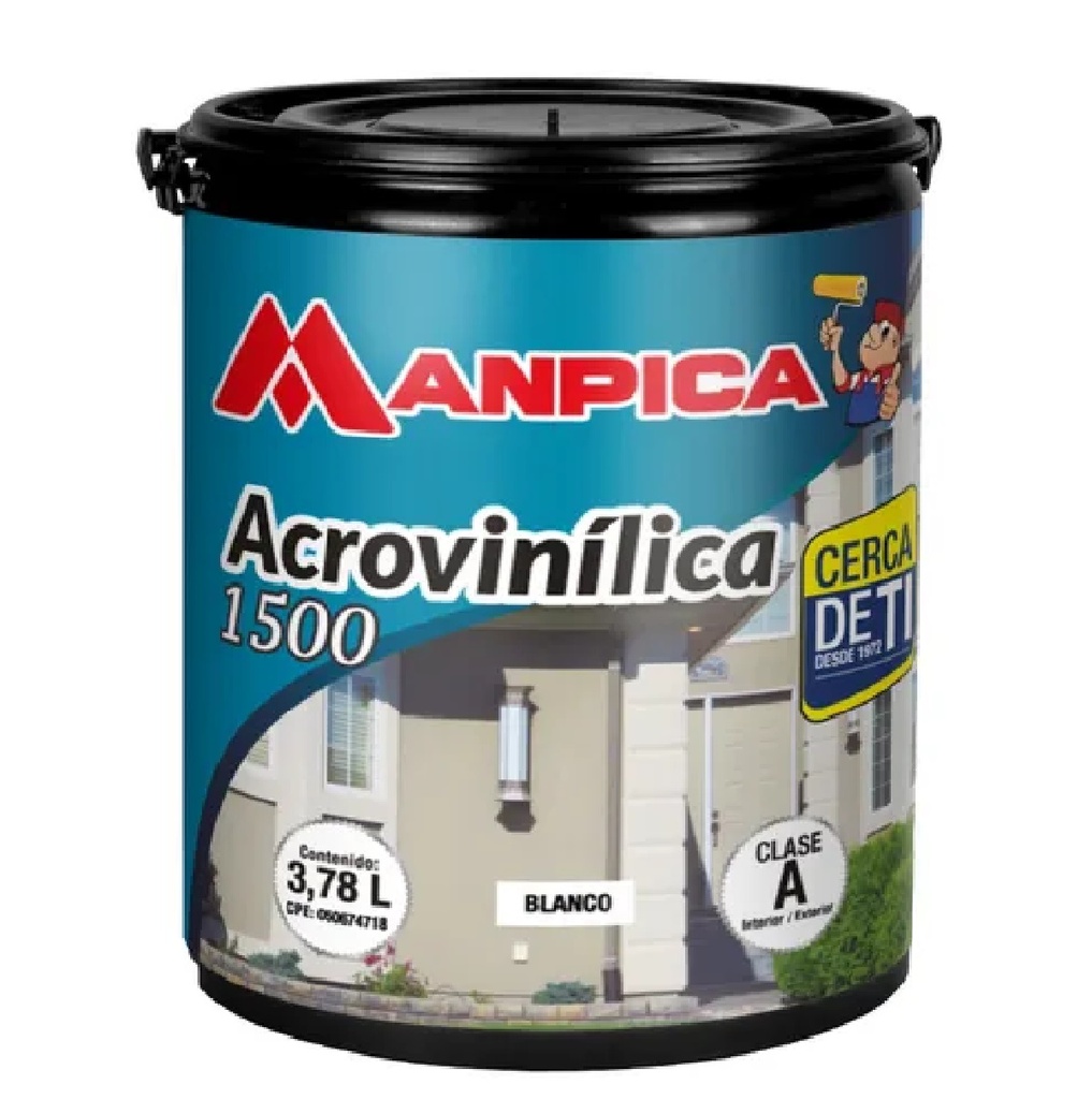 PINTURA DE CAUCHO ACROVINILICA ELASTOMERICA EXTERIOR 2EN1 1 GL BLANCO REF. CEA-100-10 MARCA MANPICA