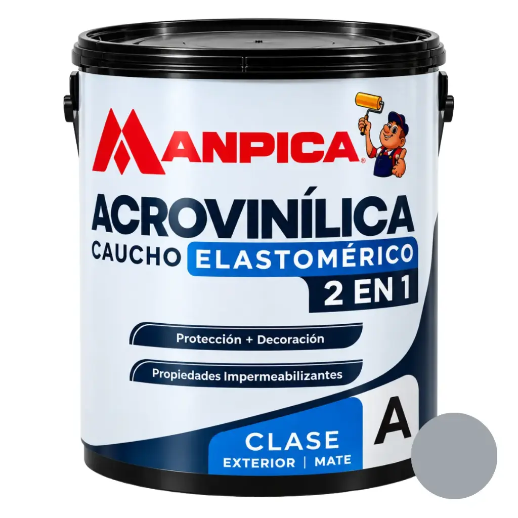 PINTURA DE CAUCHO ACROVINILICA ELASTOMERICA EXTERIOR 1 GL GRIS CENIZA REF. CEA-625-10 MARCA MANPICA