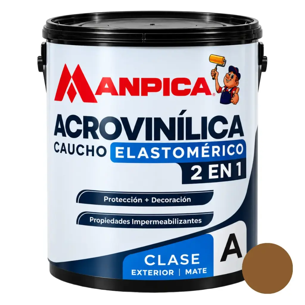 PINTURA DE CAUCHO ACROVINILICA ELASTOMERICA EXTERIOR 1 GL MOCCACHINO REF. CEA-702-10 MARCA MANPICA