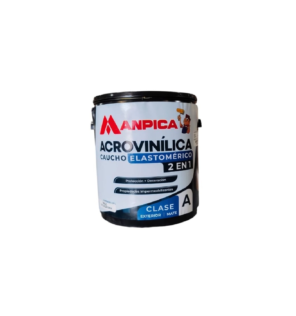 PINTURA DE CAUCHO ACROVINILICA ELASTOMERICA EXTERIOR 1 GL OLIVO REF. CEA-503-10 MARCA MANPICA