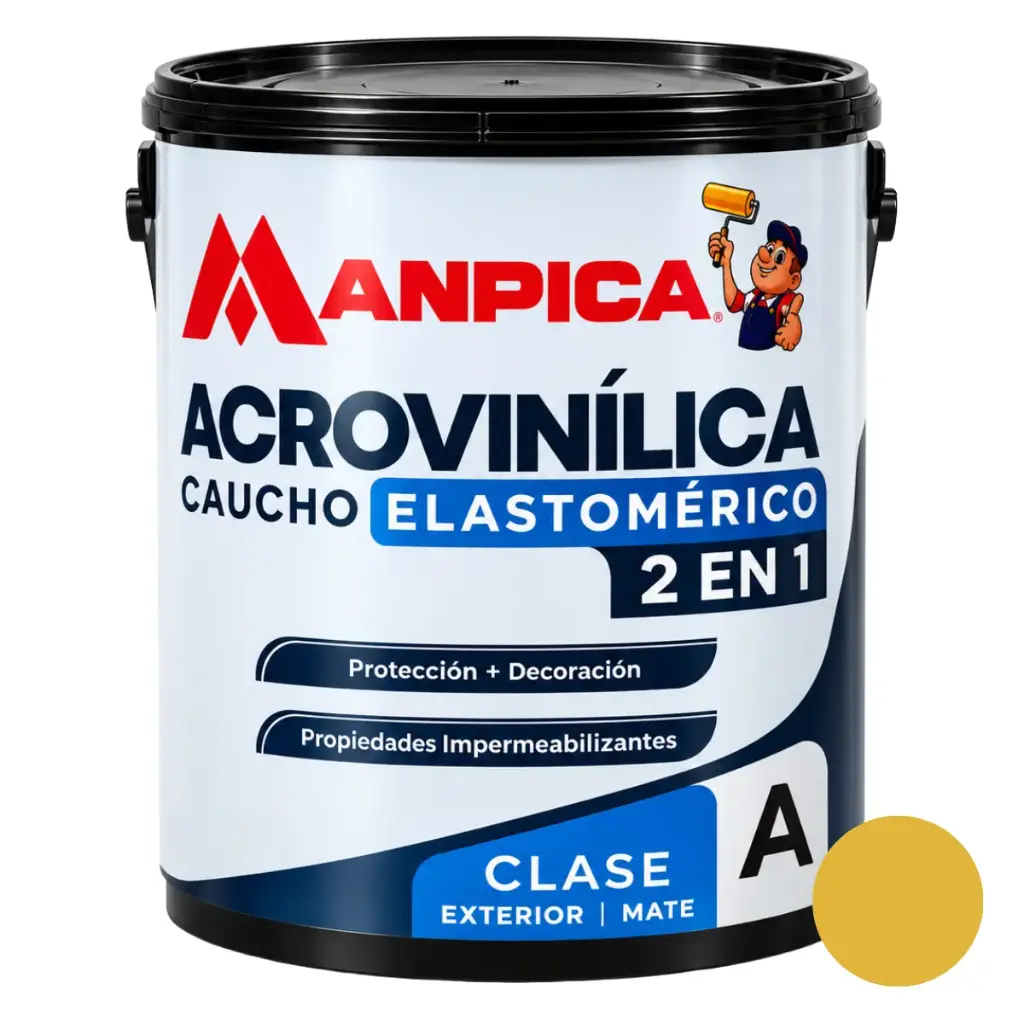 PINTURA DE CAUCHO ACROVINILICA ELASTOMERICA EXTERIOR 2EN1 1 GL TRIGO REF. CEA-330-10 MARCA MANPICA
