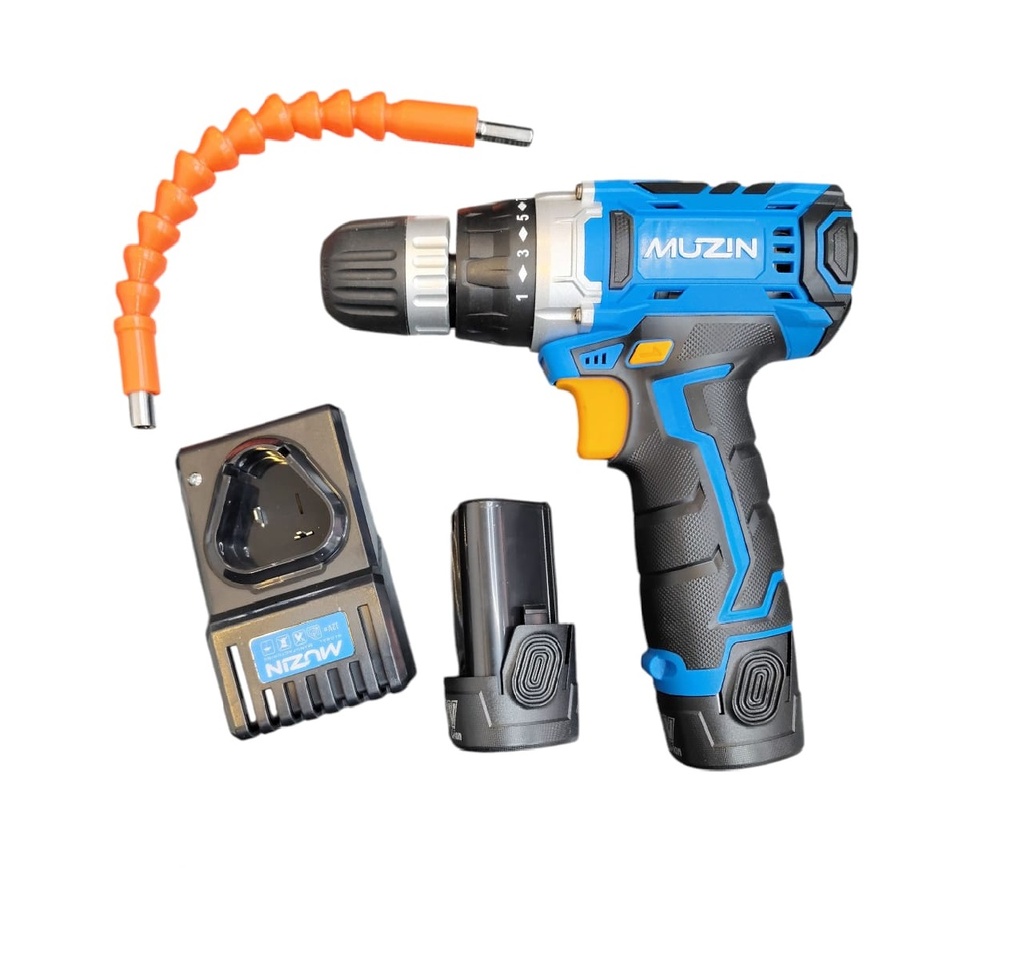 TALADRO / DESTORN INALAMB. 18 TORQUES/ LITIO 3/8" 12V LED 2 BAT.CARG+ 10 PTA REF.XCD1200 MARCA MUZIN