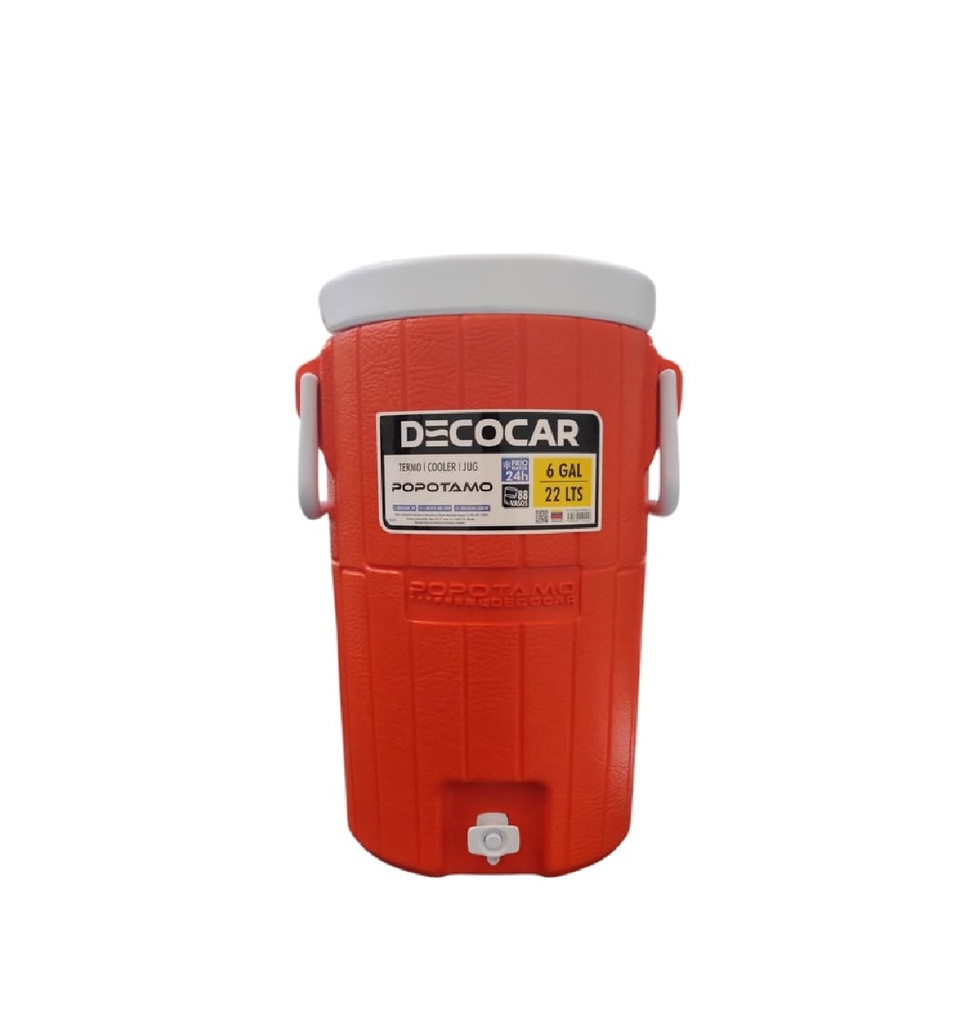 TERMO POPOTAMO PARA AGUA DE 22 LTS 53 CM X 35 CM COLOR NARANJA COD. 120226 MARCA DECOCAR