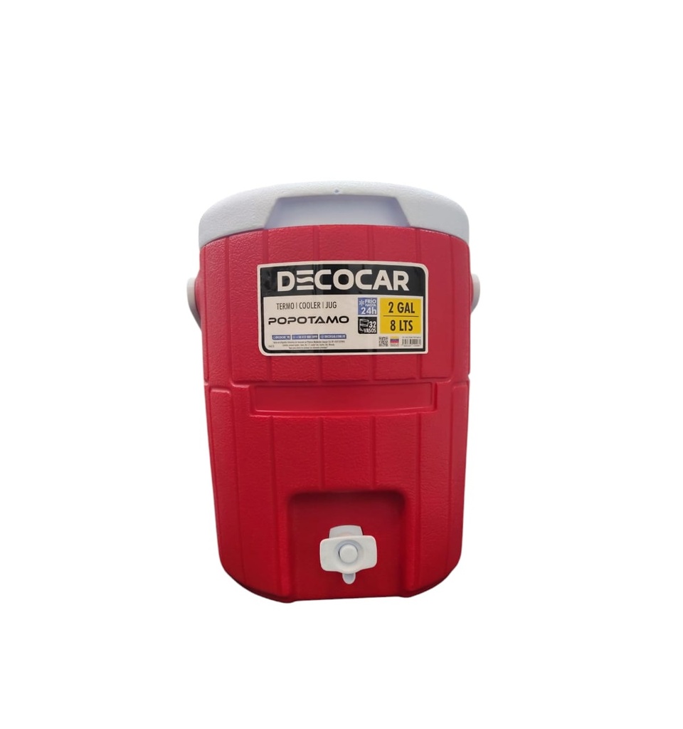 TERMO POPOTAMO PARA AGUA DE 8 LTS COLOR ROJO COD. 120080 MARCA DECOCAR