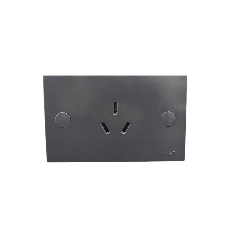 TOMA CORRIENTE 2P + T 20A 120 - 250V (220V) ( PATA GALLINA ) REF. 06022.G BLOCK GRIS ANTRACITA VIMAR