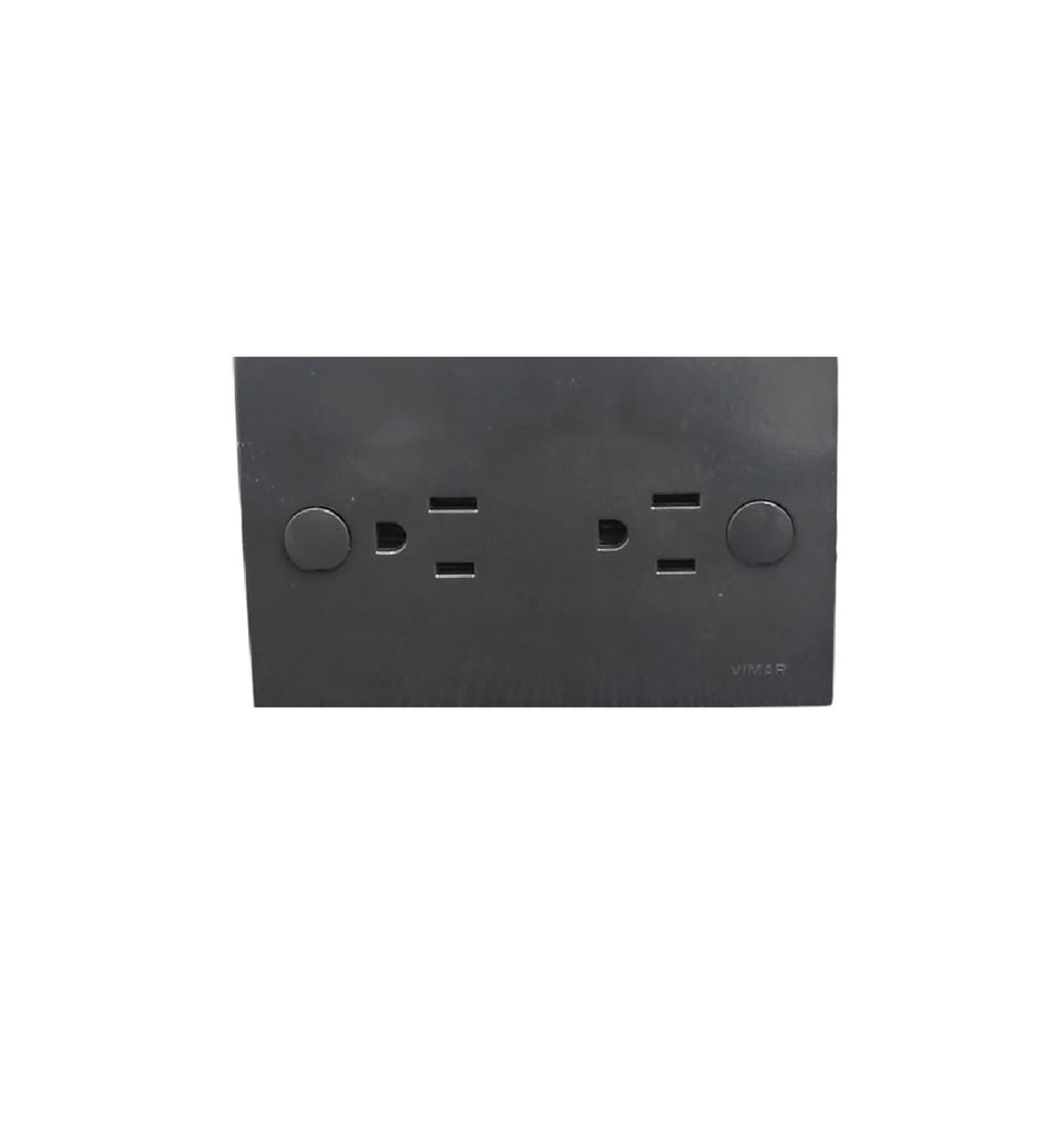 TOMA CORRIENTE DOBLE 2P + TIERRA 15 A 127V ESTANDAR USA REF.06064.G BLOCK COLOR GRIS ANTRACITA VIMAR
