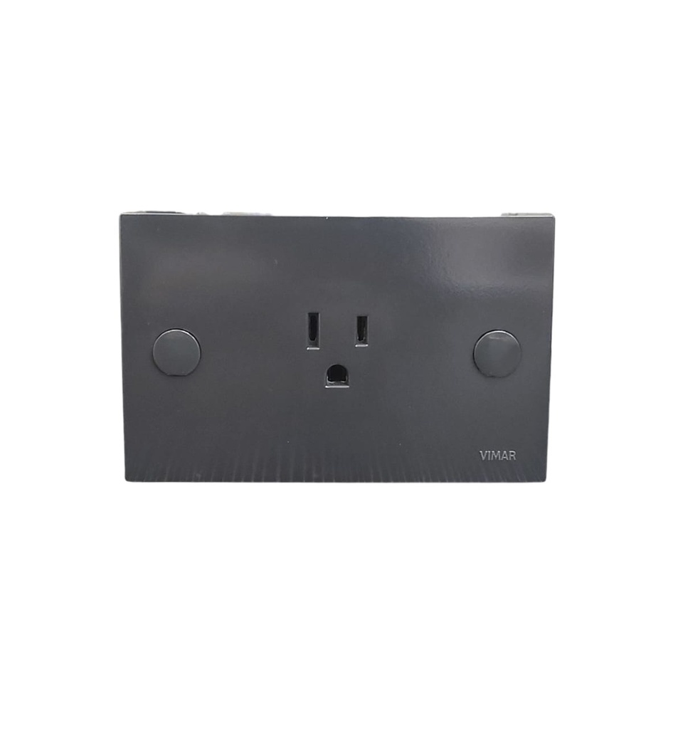 TOMA CORRIENTE SENCILLO 2P + TIERRA 16 A 250V REF. 06024.G SERIE BLOCK COLOR GRIS ANTRACITA VIMAR