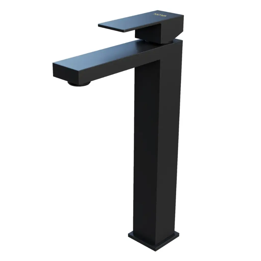GRIFERIA MONOMANDO ALTO PARA LAVAMANO ACERO INOX SERIE KUBE GRI NOIR / NEGRO MATE REF NVGRI9808 NOVA