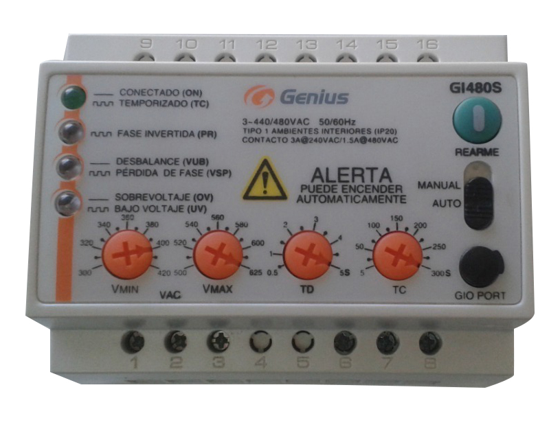 RELE TRIFASICO 440 VAC DE PROTECCION CONTRA FALLAS DE FASE 440 VAC REF. GI+L480S / 002283 EXCELINE