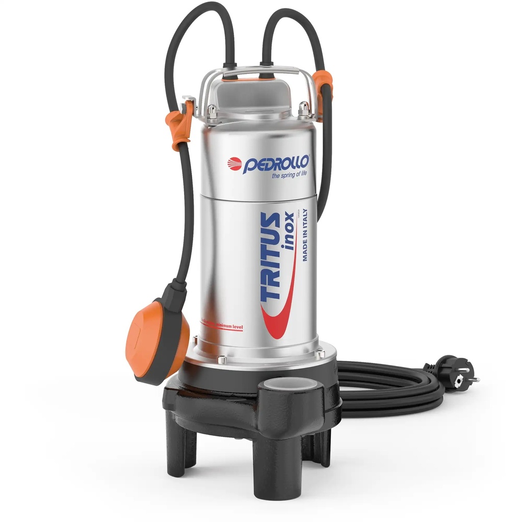 BOMBA SUMERGIBLE DRENAJE 1 HP 220V 250 LTS ALTURA 17.5MT REF 48SHTG075P1 TRITUS INOX PEDROLLO FB