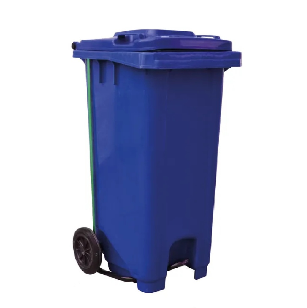 CONTENEDOR DE DESECHOS SOLIDOS 100 LTS C/RUEDAS Y PEDAL C. AZUL REF. 63-05-006 / 000004 BASIC LIVING