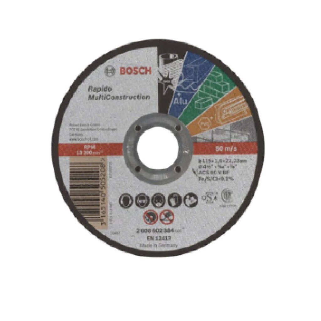 DISCO DE CORTE MULTICONSTRUCCION DE 4.1/2 X 0.04" REF. 875916/ 602384 MARCA BOSCH