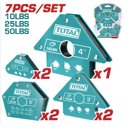JUEGO DE SOPORTES DE SOLDADURA MAGNETICA 7 PZAS REF. TAMWH7006 MARCA TOTAL TOOLS