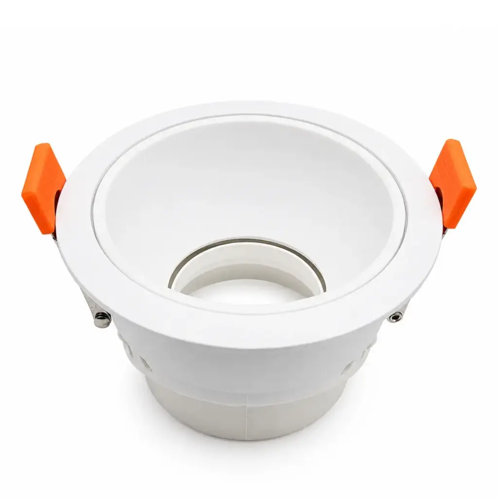 LAMPARA SPOT ARO P/ EMP ANG. AJUST 75 MM RED. P/GU10 S/BOM C/BLANC REF. AROBB / 504336 MARCA LUCERNA
