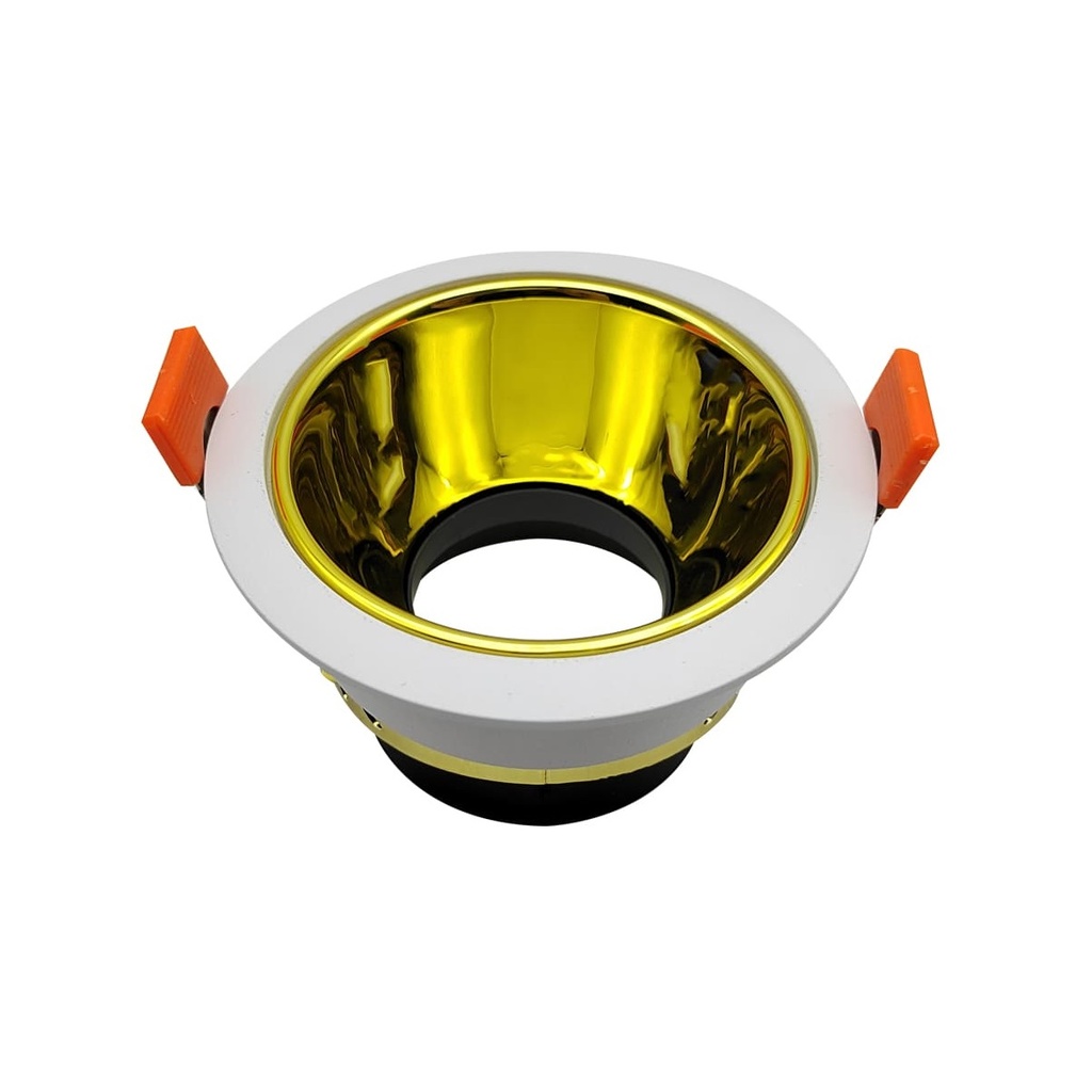 LAMPARA SPOT ARO P/EMP ANG AJUST 75 MM RED. P/GU10 S/BOM C/BLA-ORO REF AROBO / 504411 MARCA LUCERNA