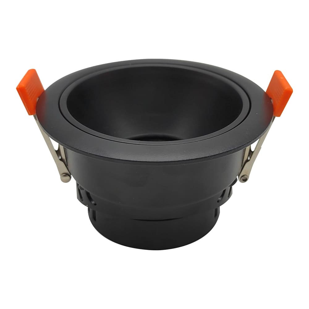 LAMPARA SPOT ARO P/ EMP ANG. AJUST 75 MM RED. P/GU10 S/BOM C/NEGRO REF. ARONN / 504343 MARCA LUCERNA