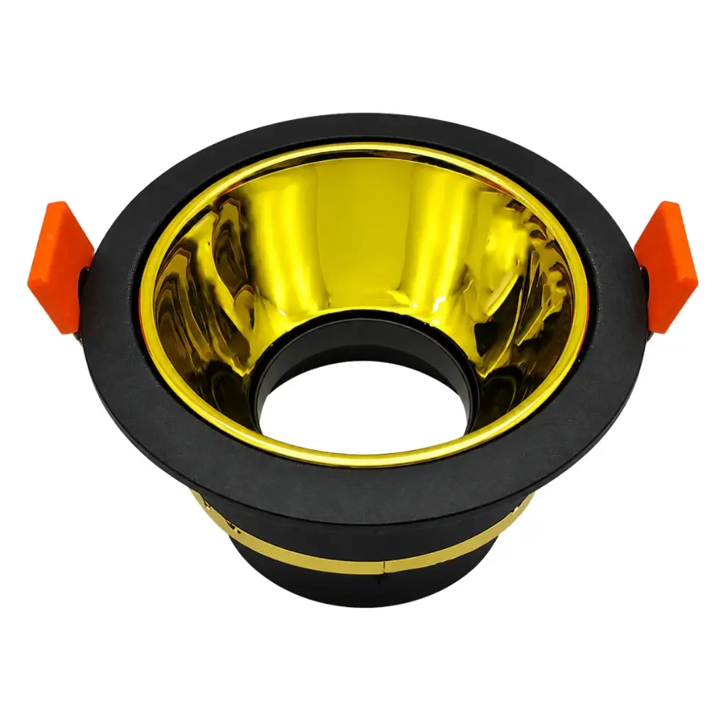 LAMPARA SPOT ARO P/EMP ANG AJUST 75MM RED P/GU10 S/BOM C/NEG-ORO REF ARONO / 504428 MARCA LUCERNA