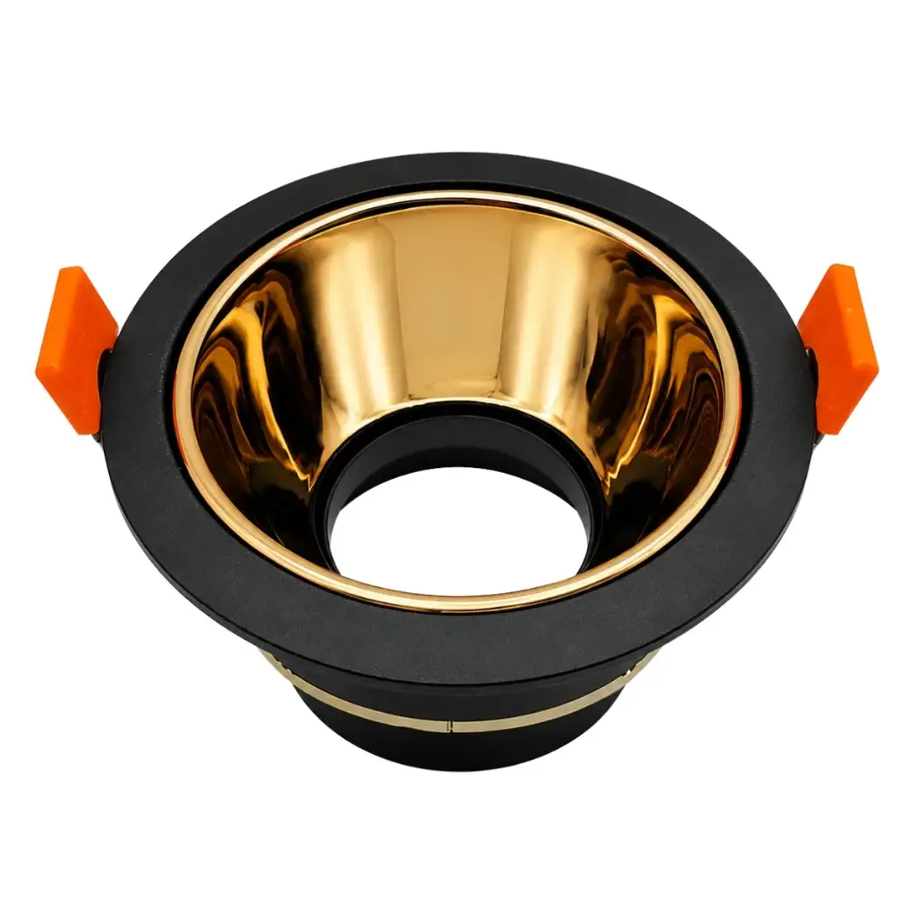 LAMPARA SPOT ARO P/EMP ANG AJUST 75MM RED P/GU10 S/BOM C/NEG-ORO R REF ARONRO / 504404 MARCA LUCERNA
