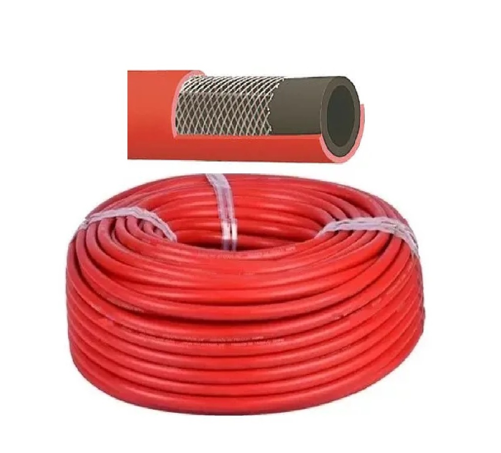 MANGUERA DE GOMA P/ AIRE - AGUA 3/8" POR METRO 300 PSI COLOR ROJO REF. 204015 MARCA NUSAC