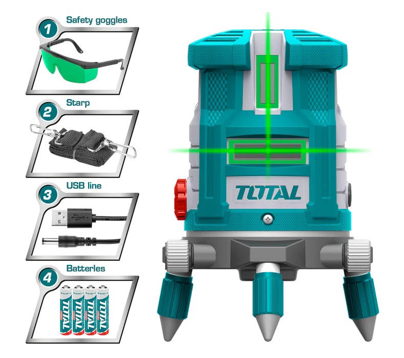 NIVEL LASER AUTONIVELANTE 0-30M (LASER VERDE) C/PILAS AA S/TRIPOIDE REF. TLL305205 / 157529 TOTAL TOOLS