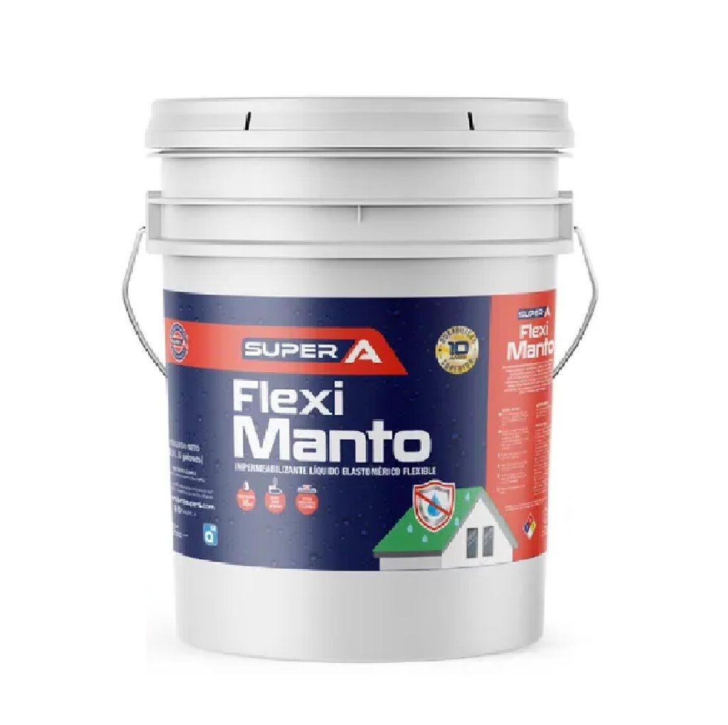 PINTURA ELASTOMERICA IMPERMEABILIZANTE FLEXI MANTO CUÑETE 5 GL (18.92 L) BLANCO MARCA SUPER A