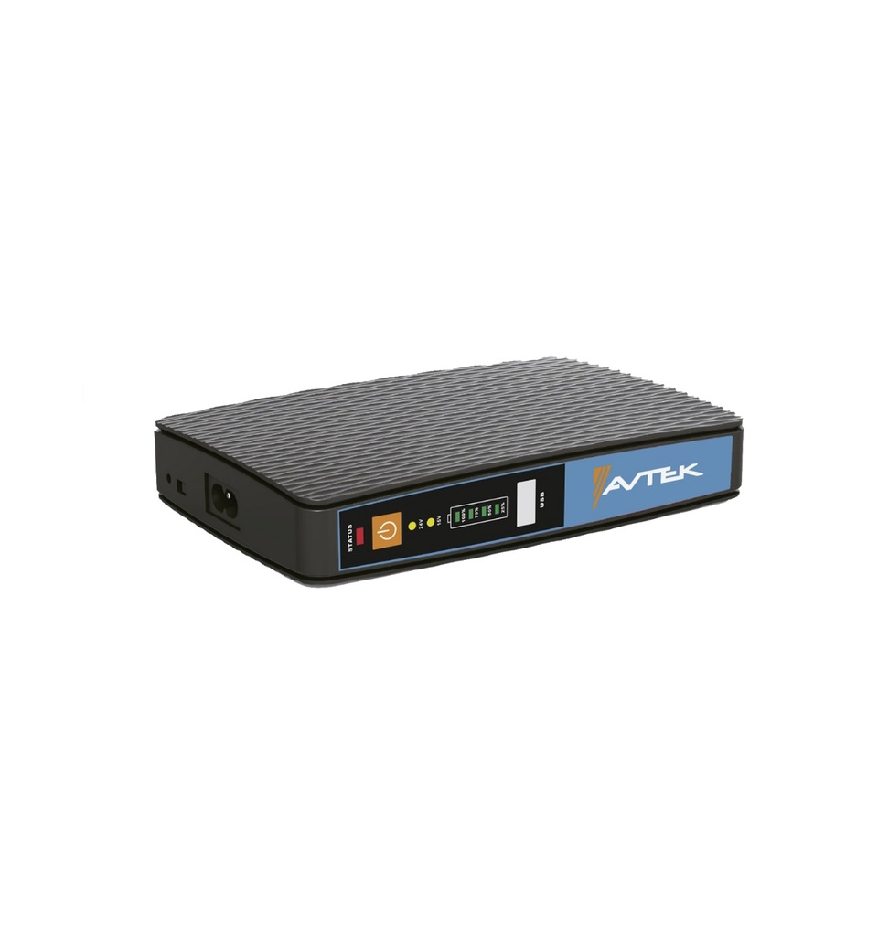 PROTECTOR DE VOLTAJE MINI UPS 8000 mAh 18 W CON USB 4 HORAS REF. UPS-DC-P1201 MARCA AVTEK