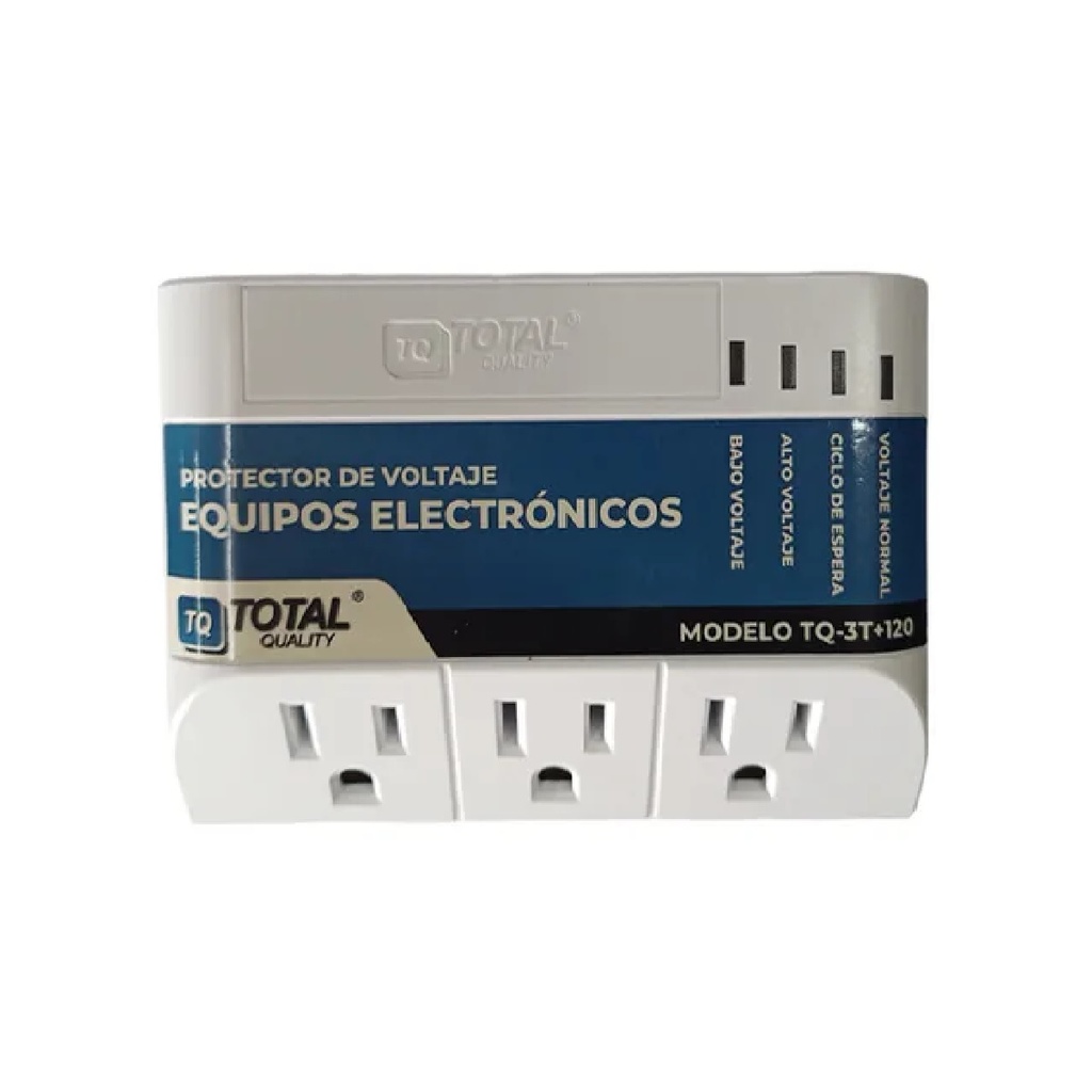 PROTECTOR DE VOLTAJE EQUIPO ELECTRONICO 3 TOMA 15AMP 1800 WATTS REF.TQ-3T+120 / 487282 TOTAL QUALITY