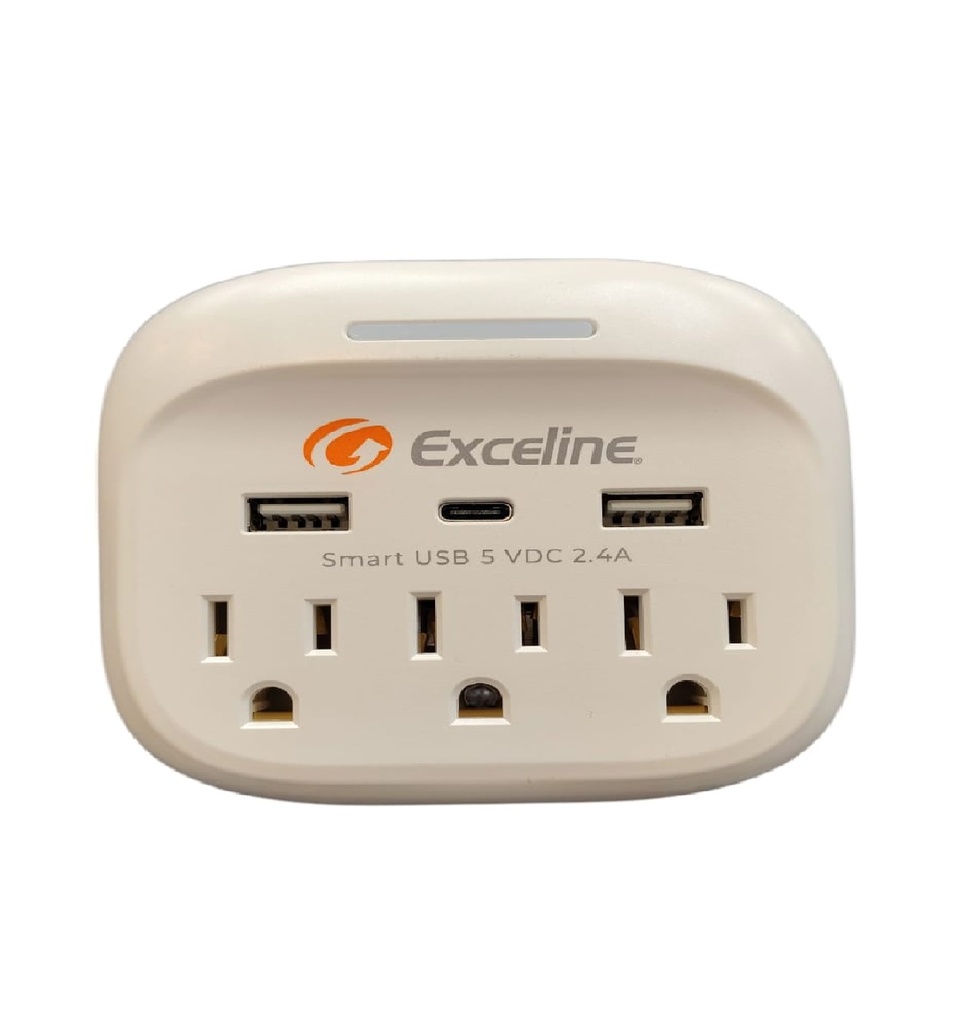 REGLETA 3 TOMAS SUP P 120 V TOMA USB / USB C CAB. 0.90 MTS REF. GMT-3R3U / 198786 MARCA EXCELINE