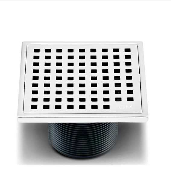 REJILLA CUADRADA / DESAGUE 4" X 4" SERIE LAGOS LINEA MIRA COLOR POLISHED MARCA QUALITY METAL