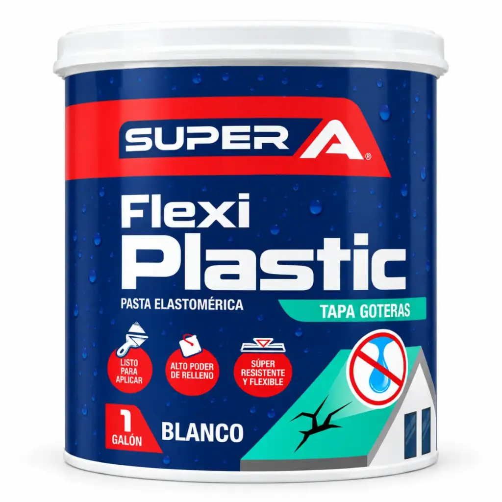 TAPA GOTERA / FLEXI PLASTIC /PASTA ELASTOMERICA DE 1 GALON COLOR BLANCO REF.016001005006 MARCA SUPER A