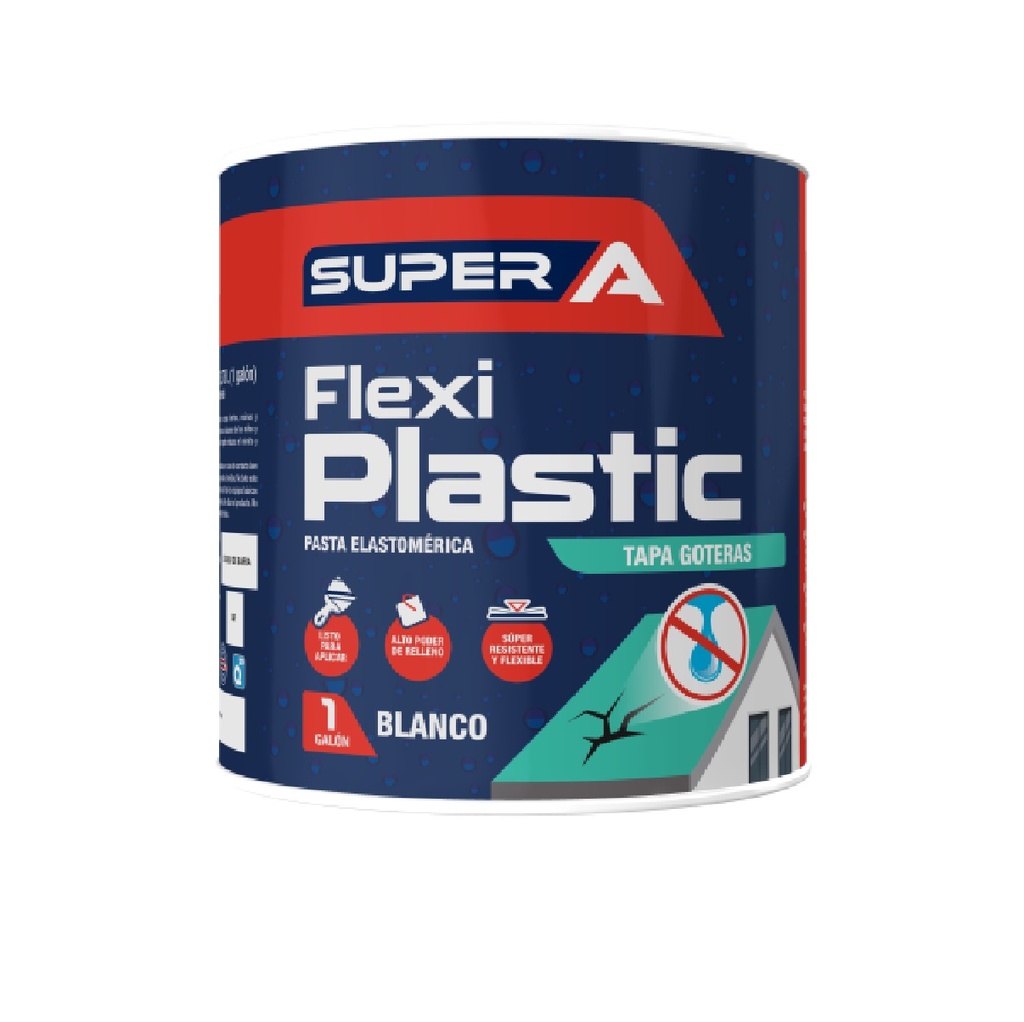 TAPA GOTERA / FLEXI PLASTIC /PASTA ELASTOMERICA DE 1 GALON COLOR BLANCO REF.016001005006 MARCA SUPER A
