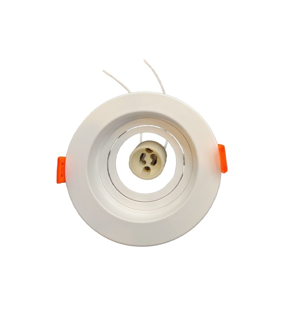 LAMPARA SPOT MARCO REDONDO EMPOTRABLE 4" P/DICROICO GU10 BLANCO C/ SOC REF. LMD-1579 MARCA LUMIND