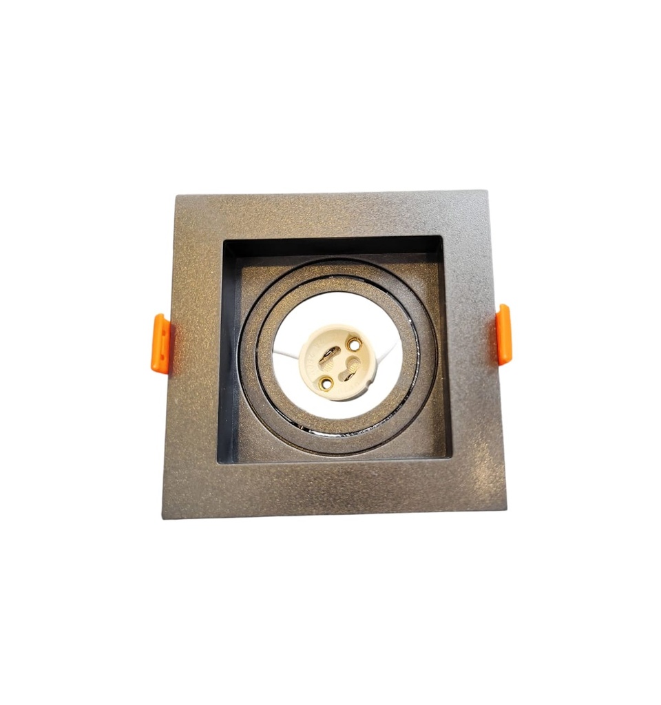 LAMPARA SPOT MARCO CUADRADO EMPOTRABLE 4" P/DICROICO GU10 NEGRO C/ SOC REF. LUM-1582 MARCA LUMIND