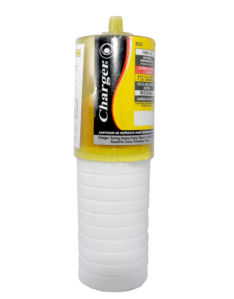 CARTUCHO ANTICALCAREO DE CELULOSA + RESINA + CARBÓN ACTIVADO 10" REF. RSC-10 MARCA CHARGER