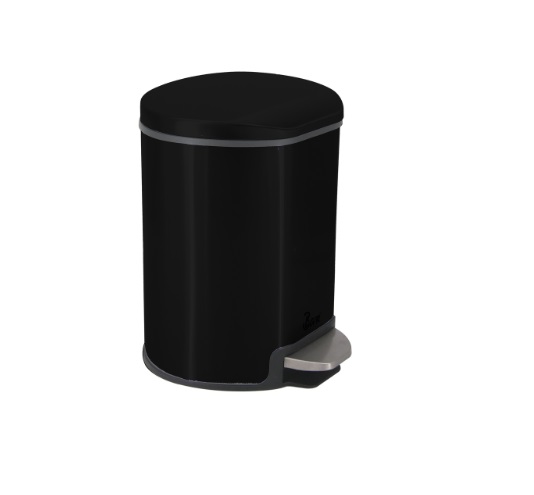 PAPELERA DE PEDAL CON FRENO DE 12 LTS EN ACERO INOXIDABLE COLOR NEGRO REF. TOB.03.06 MARCA BARI