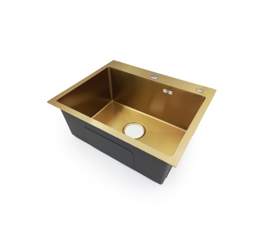 FREGADERO DE 1 TINA INTEGRADO ACERO INOX SOBRE TOPE 55 X 45 X 22CM DORADO FRE.01.08 MARCA BARI