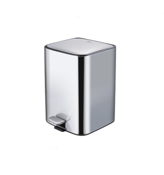 PAPELERA DE PEDAL CON FRENO DE 18 LTS EN ACERO INOX. CEPILLADO CUADRADA REF. TOB.03.07 MARCA BARI